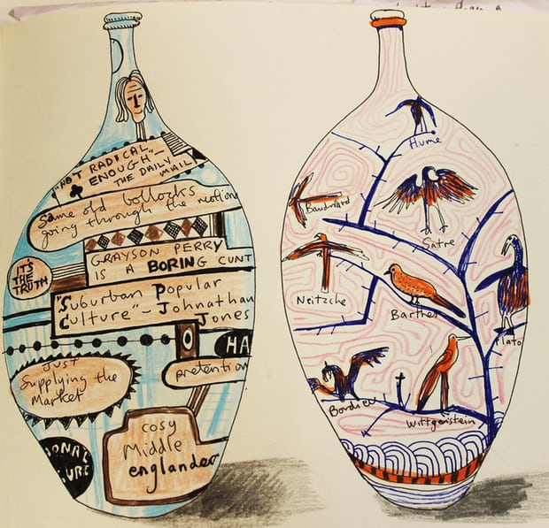 Grayson Perry’s new work quoting ‘Johnathan Jones’. Photograph: Courtesy of the artist